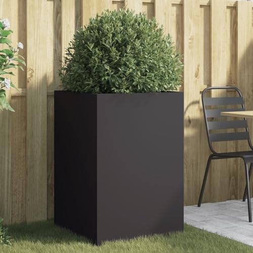 Homgoday Jardinera de Acero Laminado en frío Negro 52x48x75 cm Jardinería para Cultivo de Flores Plantas Hierbas Huerto Urbano para Jardín Terraza Patio Balcón