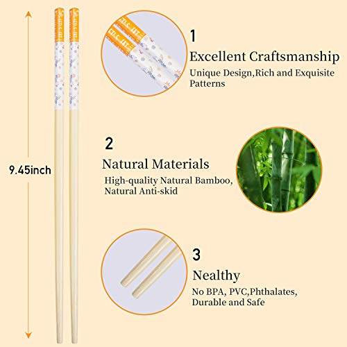 image for VIWIK 10 Pairs Natural Bamboo Chopstick, Premium Bamboo Japanese Style