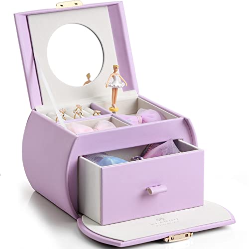 Vlando Kids Musical Jewelry Box for Girls with Drawer, Music