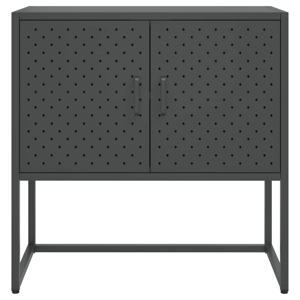 Kredens antracytowy, 75 x 35 x 75 cm, stal, komoda na korytarz, szafka komodowa, szafka na pranie do sypialni