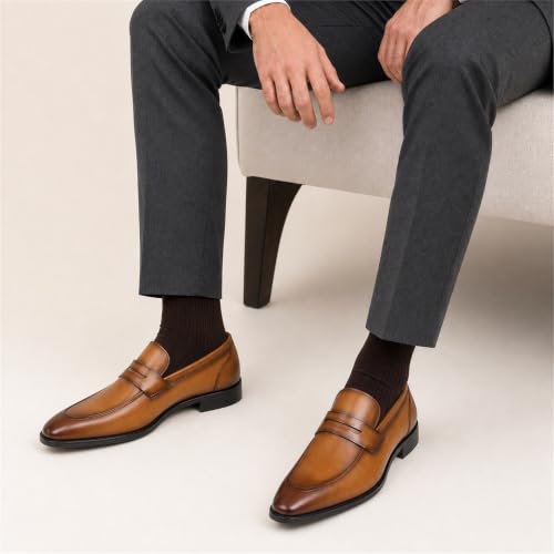 Image of GIFENNSE Men's Dress Shoes Slip-On Loafers Formal Leather Shoes for Men