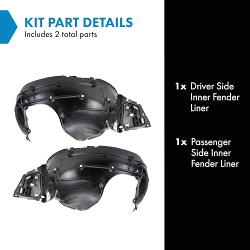 Image of TRQ Inner Fender Liner Set Compatible with 2017-2018 Honda Civic HO1248158 HO1249175