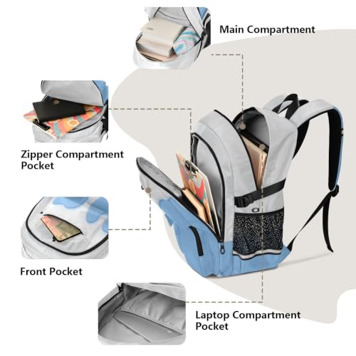Mochilas para laptop diseño de helado azul con amplio espacio interior 5
