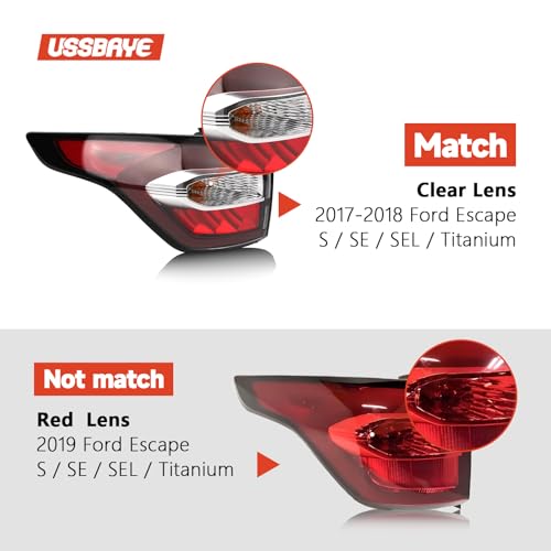 Ussbaye Tail Light Compatible with 2017 2018 Ford Escape S,SE,SEL,Titanium, Rear Taillights with Bulb and Harness, Left Driver Side Tail lamp Assembly OE: GJ5Z13405C by Ussbaye - Used condition - Image 3