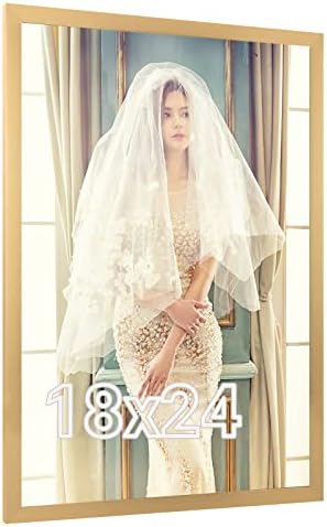 JDZIVTOP 18x24 Gold Frame, Ornate 24x18 Poster Frame, Natural 18 by 24 Canvas Picture Frame, Large Gallery Family Concert Portrait Photo Wall Frame Anniversary/Wedding/Thank you/Christmas Gift