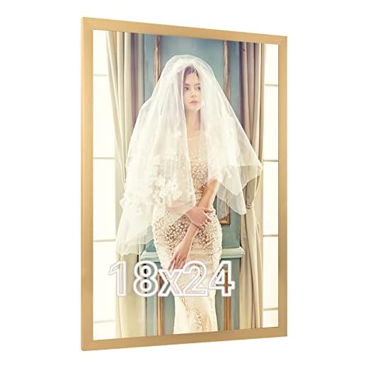 JDZIVTOP 18x24 Gold Frame, Ornate 24x18 Poster Frame, Natural 18 by 24 Canvas Picture Frame, Large Gallery Family Concert Portrait Photo Wall Frame Anniversary/Wedding/Thank you/Christmas Gift