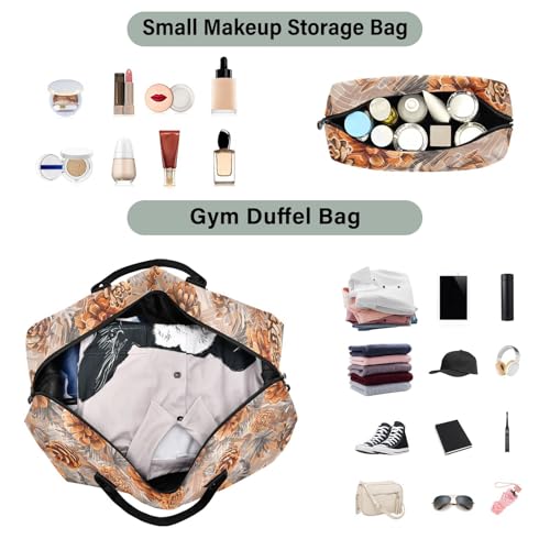 Travel Bag Bohemian Moroccan Style Pinecone Rust Carry On Weekend Bag with Toiletry Bag for Sports Large Capacity bolsa de para hombre4