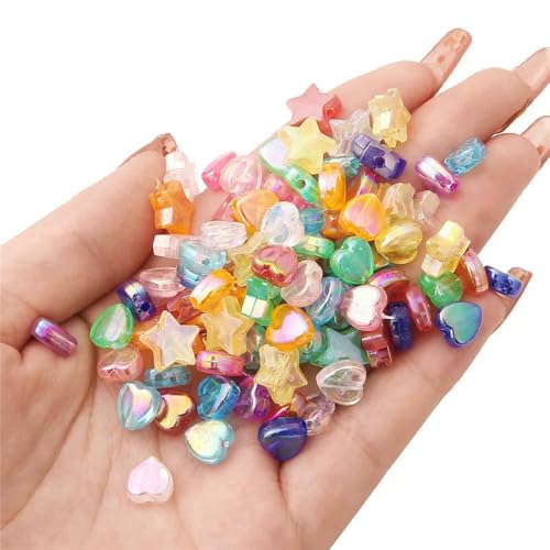 Cuentas de corazón y estrella en cubo plano multicolor, abalorios DIY naranjas de 1000 piezas 4