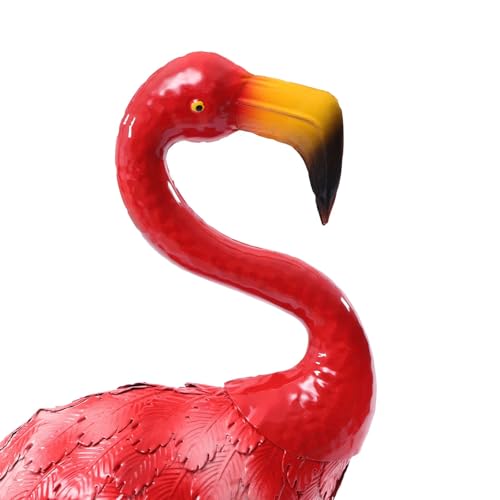 Image of Flamingo Ornament,Flamingo Garden Statues and Sculptures,Metal Birds Yard Art Outdoor Statue, Red Pink Flamingo Lawn Ornaments for Home, Patio, Backyard Decor (2)