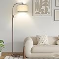 ?Upgraded? Dimmable Floor Lamp, 1200 Lumens LED Bulb Included, Bronw Arc Floor Lamps for Living Room Modern Standing Lamp with Linen Shade, Tall Lamp for Living Room Bedroom Reading Room Nursery