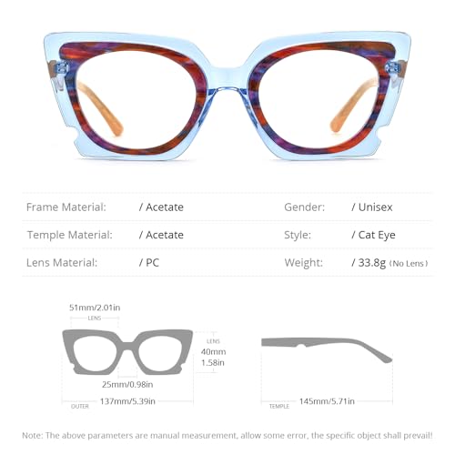 Image of HEPIDEM Gradient Multicolor Acetate Glasses Frame Women Big Oversize Eyeglasses 2023 New Spectacles Eyewear