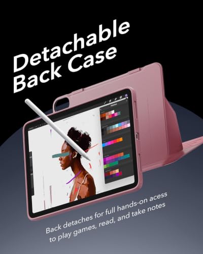 Image of ESR for iPad Air 11 Inch Case M4 /M3 /M2 (2026 /2025 /2024), iPad Air 5th /4th Gen Case (2022 /2020) 10.9 Inch, Removable Magnetic Cover, Adjustable Portrait /Landscape Stand, 9 Standing Angles, Pink
