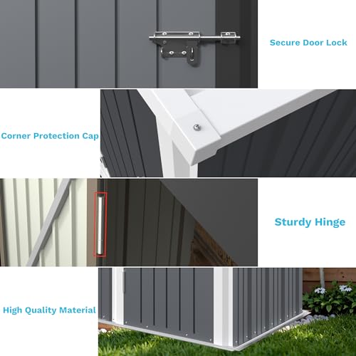 Image of Greesum Outdoor Storage Shed 5 x 3 ft. Utility Tool Shed Metal Storage Garden Shed with Door & Lock for Patio Storage, Gray