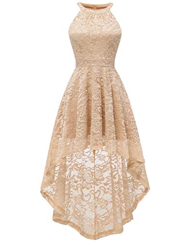 Dress for Women Wedding Dress Halter Cocktail Party Dress Hi-Lo Bridesmaid Dress 28 Champagne M