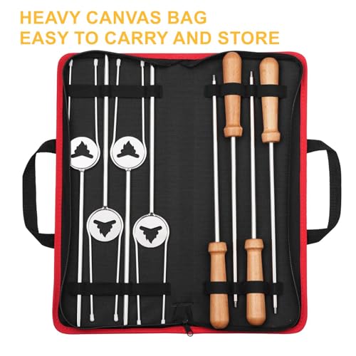 Begatter Grillspieße Lagerfeuer, Marshmallow Spieße Ausziehbar, Teleskop Barbecue Camping Grillgabel für Würstchen, mit Holzgriffen Inkl. Tasche (81cm)