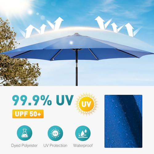 Image of OLIXIS 9FT Outdoor Patio Umbrella, Patio Table Umbrella 9 Feet Sun Shade for Pool, Beach, Umbrellas with Tilt and Crank & Sturdy Ribs Waterproof for Outside Deck, Terrace and Restaurant