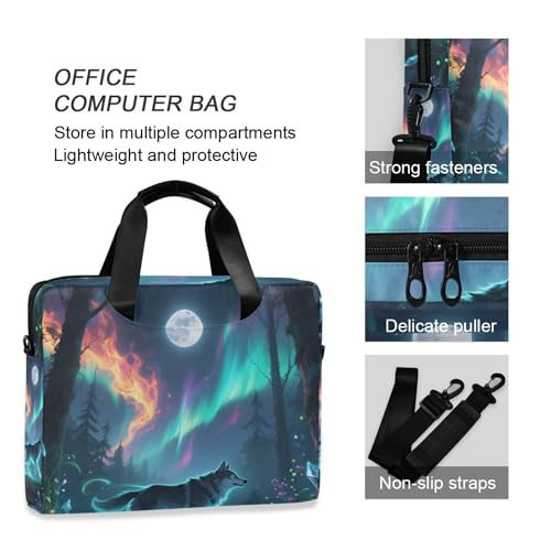 Funda Maletín Portátil Aurora Polar Lights Lobo 13-15.6" miniatura 5