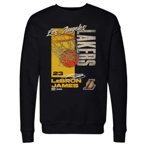 500 LEVEL LeBron James Los Angeles Lakers All Net Crewneck Sweatshirt (Black, XXX-Large)
