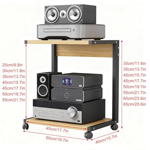 Soporte de audio HiFi de acero y madera con estantes para AV 3