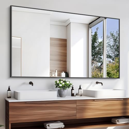 KOCUUY Bathroom Mirror, 30x55 Inch Large Black Mirrors for Wall, Rectangle Long Vanity Mirror with Aluminum Frame Modern Home Decor for Bathroom, Living Room, Entryway, Hang Horizontal/Vertical