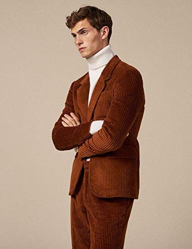 Mens Corduroy Dark Brown 2 Pieces Jacket Pant Slim Fit Party Prom Fashion Suit Tuxedo3