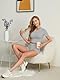IWOLLENCE Lounge Set Damen Loungewear Sommer Zweiteiler Hausanzug Kurzarm Oberteil mit Breitem Elastischem Hosenbund und Shorts Sport Set (Hell Grau, M)