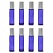 Glass Roller Bottles Cobalt Blue 10 ml 8 Pack with Silver Caps and 25 Removable Labels