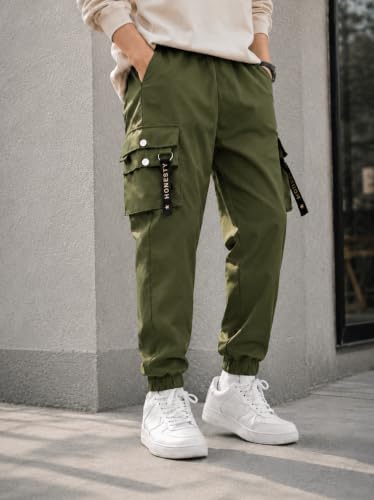 Image of Boy Cotton Cargo Pant | Multi-Pocket Relaxed Fit Utility Trousers for Boy | Casual Cargo Lower with Elastic Hem (1005)
