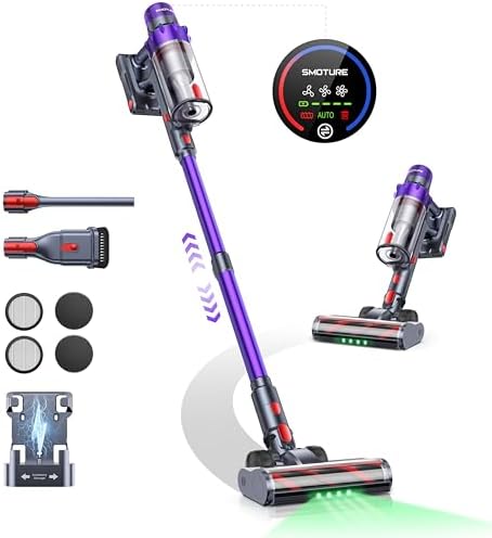 SMOTURE VAC02 550W Aspirateur Balai sans Fil, 45kPa/60min Aspirat...