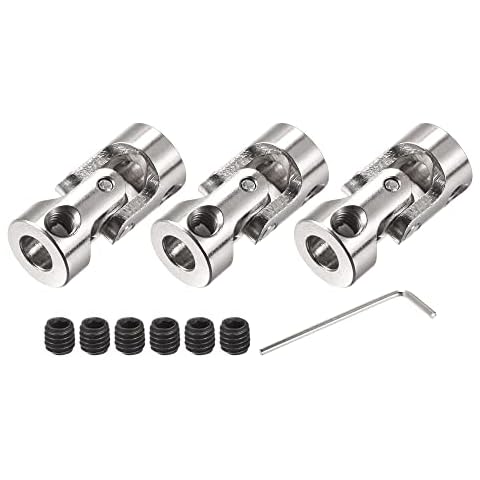 sourcing map 5mm a 5mm Interior Diámetro Giratorio Universal Junta Eje Acoplamiento L23 X D11 con Tornillos y Llave para RC Modelo Paquete de 3 Cover