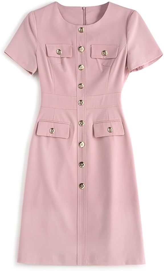 JSEIAJB Women's Dress, Solid Color Slim Fit Small Fragrant Suit Skirt