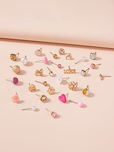 Image of Shining Diva Fashion 30 Pairs Combo Set Stylish Crystal Pearl Earrings for Women and Girls