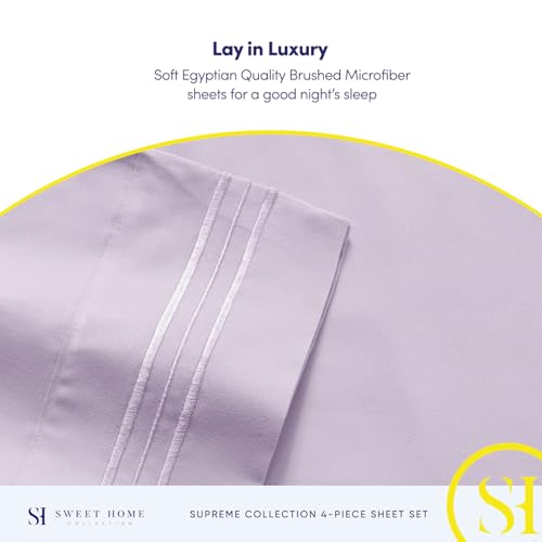 Twin Sheets - Breathable Luxury Sheets with Full Elastic & Secure Corner Straps Built In - 1800 Supreme Collection Extra Soft Deep Pocket Bedding Set, Sheet Set, Twin, Lilac