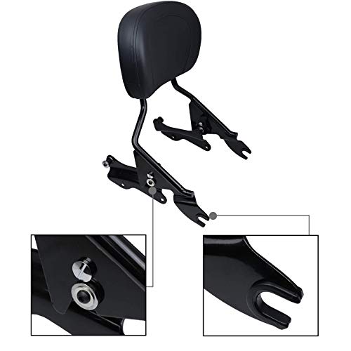 DSISIMO Black Detachable Upright Passenger Backrest Sissy Bar with Backrest Pad with 4 Point Docking Hardware Kit For Touring Road King Street Glide FLHR FLHX FLHT FLTR 2014-2020 - Thumbnail 4
