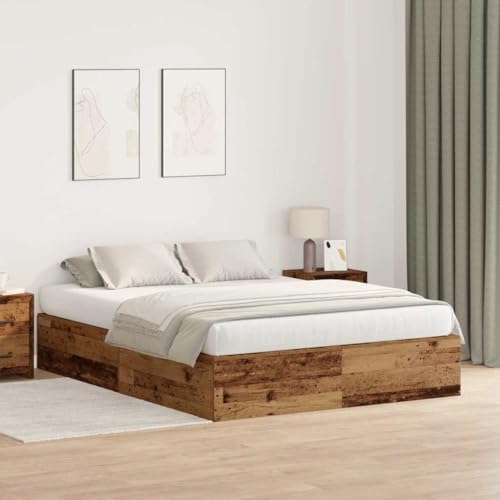 vidaXL Letto con Contenitore in Legno Riciclato 140 x 200 cm, dal Design Rustico e spazioso, Perfetto per ottimizzare la Tua Camera da Letto o la Camera degli Ospiti. Mobili semplici, Moderni e Conte