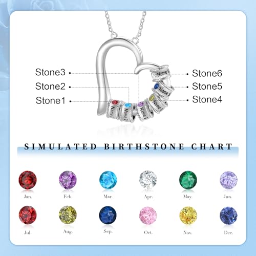 Jewelstruck Personalized Mothers Necklace with Birthstone Custom Names Necklace Family Gifts for Women Mom Wife Nana Mothers Day Gift Ideas Christmas2