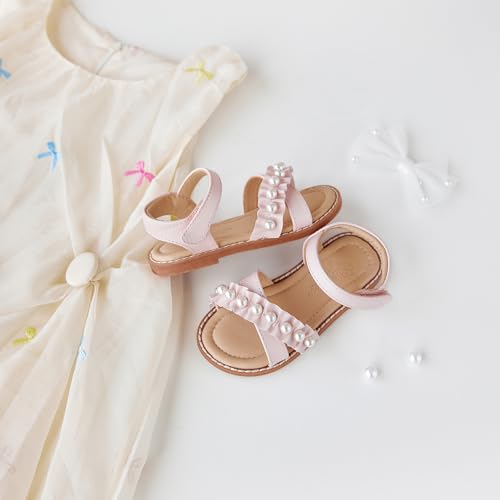 Image of Flaryzone Girls Sandals Open Toe Summer Flats Dress Sandals Shoes Toddler /Little Kid