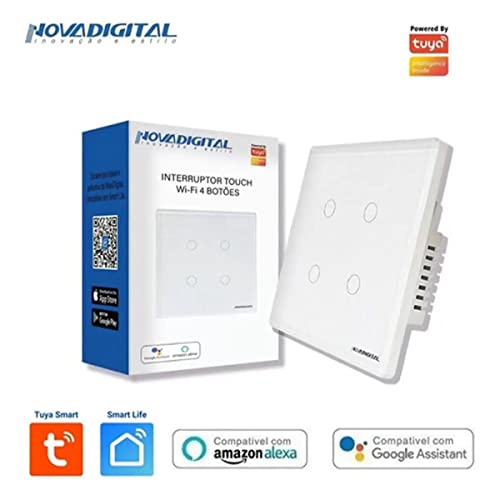 Interruptor 4 E 6 Botões Branco Touch Wi-fi Rf 433mhz Premium Padrão 4x4 (4 BOTÔES BRANCO)