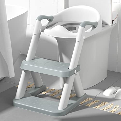 FAYDUDU Töpfchen Toilettensitz Kinder mit Treppe Toilettenaufsatz Kinder Toilettentrainer Kindertoilette Höhenverstellbar WC Sitz Kinder Faltbar Töpfchen für Kinder Jungen Mädchen ab 1-6 Jahren (Grau) Cover