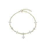 Pulseras Plata Mujer，Pulsera Con Colgante De Trébol De Cuatro Hojas De Plata De Ley S925 De Alta Gama Con Cierre De Resorte Ajustable, Joyería Energética Para Mujer En Oro.