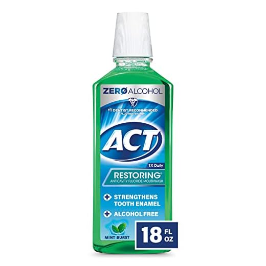 ACT Restoring Zero Alcohol Fluoride Mouthwash 18 fl. oz. Strengthens Tooth Enamel, Mint Burst