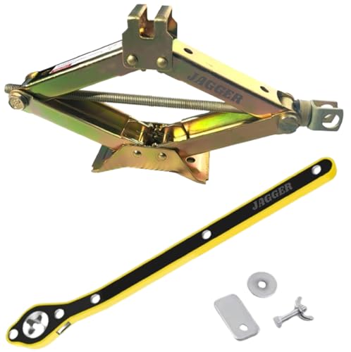 Image of Jagger Manual Scissor car Jack for All car with (3 TON Scissor Jack with Ratchet [ Golden ])