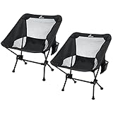 Sportneer Campingstuhl Faltbar Camping Stuhl 6,6 cm erweitern Tragbarer Campingstühle Tragfähigkeit 150KG Ultraleichter Packmaß Kleiner Klappstuhl für Kinder, Picknick, Outdoor, Schwarz, 2