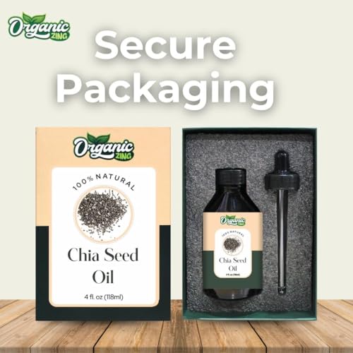 Image of Organic Zing Chia Seed Oil 118 ml - Cosmetic Grade Chia Seed Carrier Oil for Skin & Hair Care | Omega-Rich Lightweight Oil for DIY Beauty Formulations