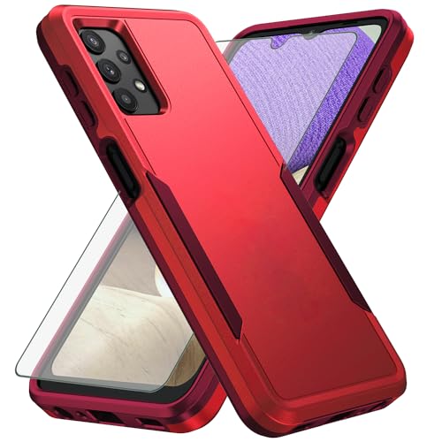 Coque Galaxy A32 5G anti-rayures rouge avec film de protection écran complet