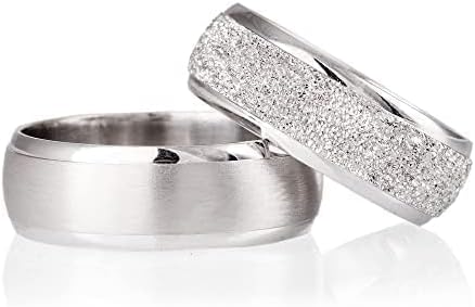 8mm Wedding Band Set Couple Matching Wedding Ring Set Personalized 925 Sterling Silver Wedding Ring Set