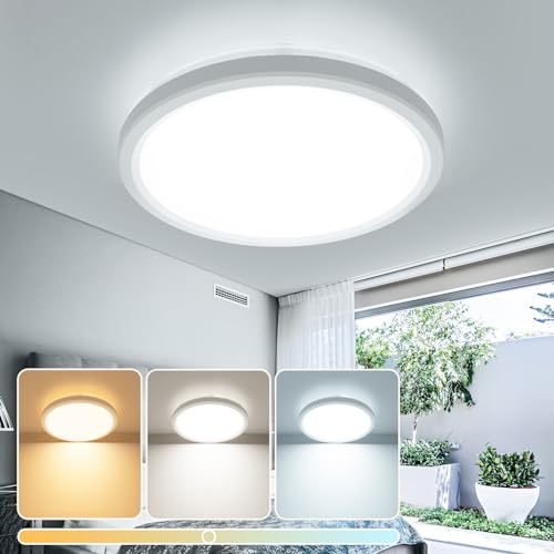 slochi Bathroom Lights Ø18CM, Led Ceiling Lights,3000-6500K Ultra-Thin,Small,15W 1500 LM Dome,Waterproof Modern LED Flush Mount Ceiling Lamp for Bathroom Bedroom,Kitchen,Utility Room