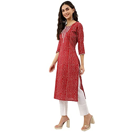Image of NAINVISH Women's Cotton Blend Straight Fit Casual Kurti
