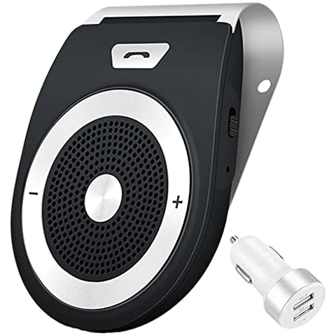 Handsfree Bluetooth Car Kit ,AUTO Power ON, Visor Speakerphone with Voice Guidance, Support Siri Google Assistant, Wireless in Car Speaker for Smartphone Devices ,2 Phones Connection Simultaneously Cover