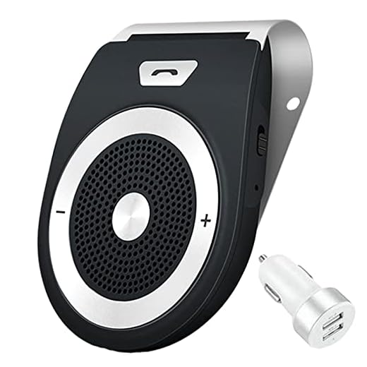 Bluetooth Manos Libres Coche Kit Auto Power ON con Sensor de Movimiento Integrado, reducción de Eco y Ruido de Fondo para la Visera GPS y música Al Mismo Tiempo conectar Dos teléfonos